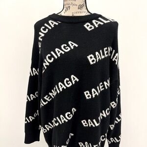 Balenciaga Black and White Men or womans sweater signature logo